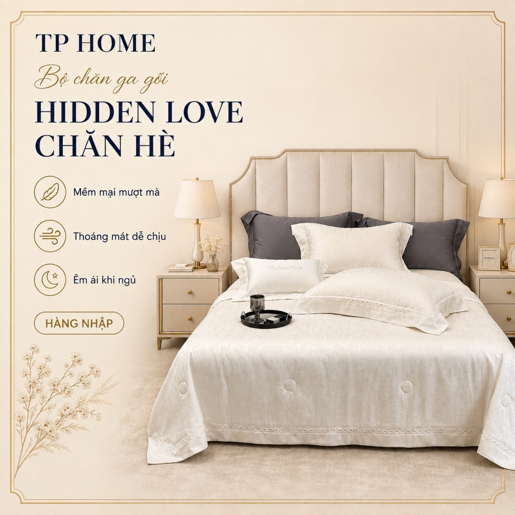 Bộ chăn ga gối lụa tencel 100s HIDDEN LOVE set chăn hè Genji Deocor hàng nhập cao cấp