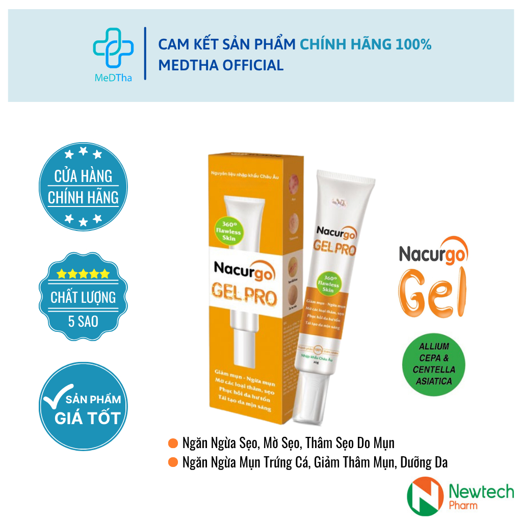 [SVIP] Nacurgo Gel - Giảm Mụn, Mờ Thâm, Mờ Sẹo, Dưỡng Da (Tuýp 20g)