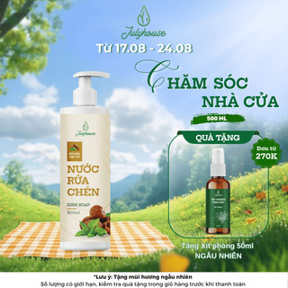 Nước rửa chén chiết xuất bồ hòn và tinh dầu bạc hà 500ml julyhouse khử mùi tanh