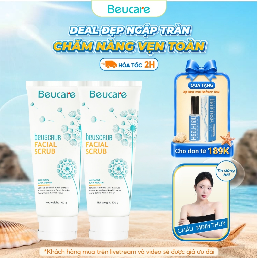 Combo 2 tẩy tế bào chết mặt BEUCARE trà xanh, tẩy da chết mặt ,thấm hút dầu thừa , làm sạch da, dưỡn