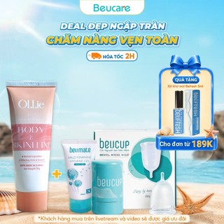 Combo bộ cốc nguyệt san BeUcup chính hãng chuẩn FDA Hoa Kỳ + kem tẩy lông Ollie dịu nhẹ, thơm mát