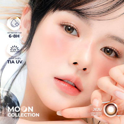 [GIÁ LIVESTREAM] Lens Cận Nâu Angel Eyes Jeju (0-8 Độ): Kính Áp Tròng Trăng Khuyết Loang Màu Mắt Ướt