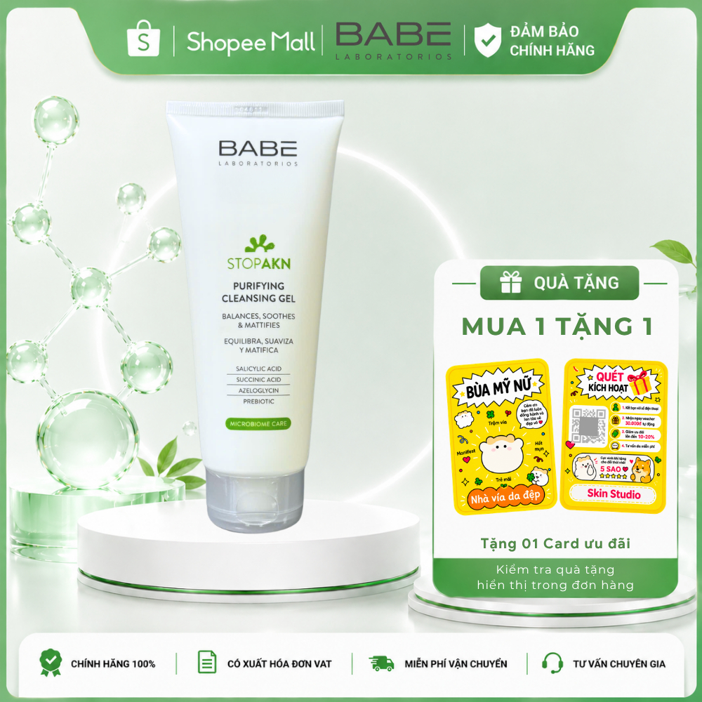 [BẢN MỚI NHẤT] Sữa rửa mặt BABE da dầu mụn LABORATORIOS BABE STOP AKN PURIFYING CLEANSING