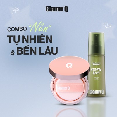 [KOL] [50ml] Combo GLAMRR Q Long Wear DD cushion SPF50+/PA+++ (12g) &  Xịt Khóa Nền Cố Định Thuần Chay (50ml)