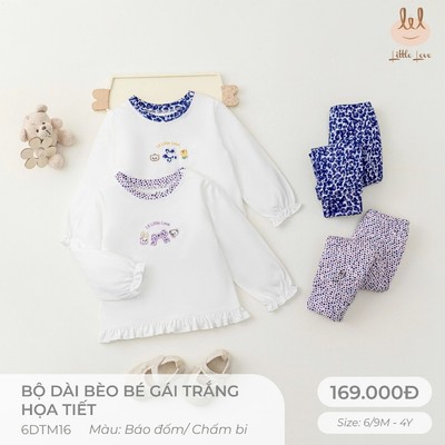 BỘ DÀI BÈO DÀNH CHO BÉ GÁI LIL LITTLE LOVE [ SIÊU MỀM, MÁT, MỊN CO DÃN VÀ THẤM HÚT TỐT] SZ SZ 9/12M - 4Y (6DTM16)