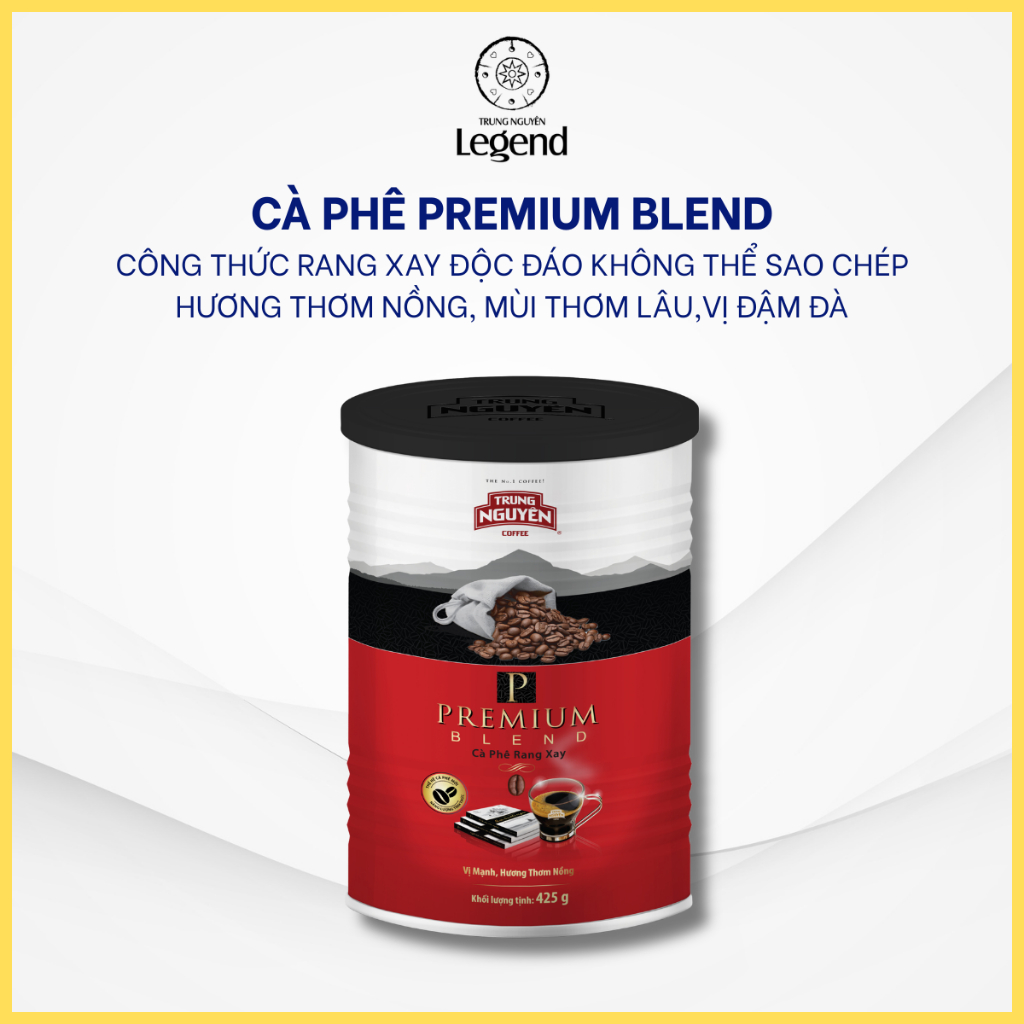 Cà phê rang xay PREMIUM Blend Trung Nguyên Legend - Lon 425gr
