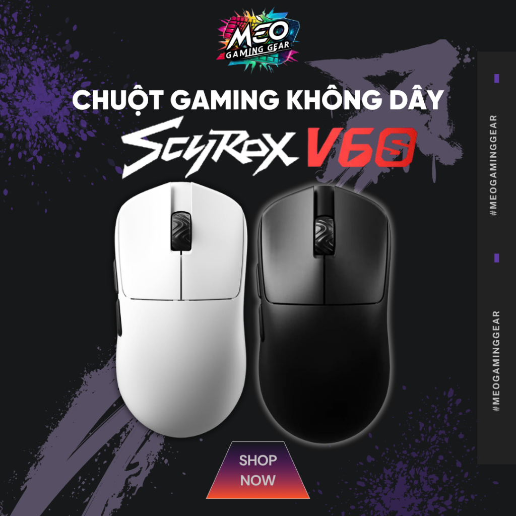 [SẴN HÀNG] Chuột Gaming Không Dây Scyrox V6s - PAW NEXT I, MCU: Nordic 54L15, Dual 8K, 42G