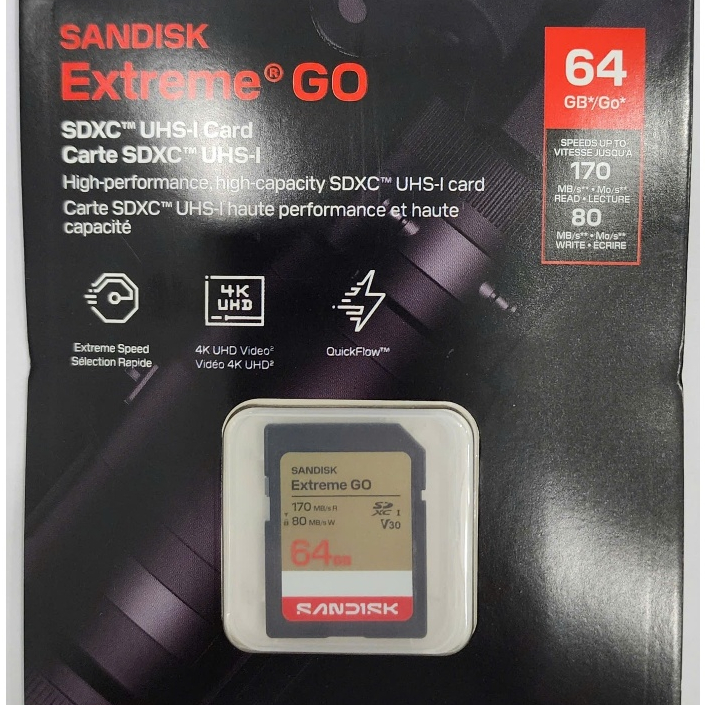 Thẻ nhớ SDXC Sandisk Extreme Go (Box New 2026) 64GB