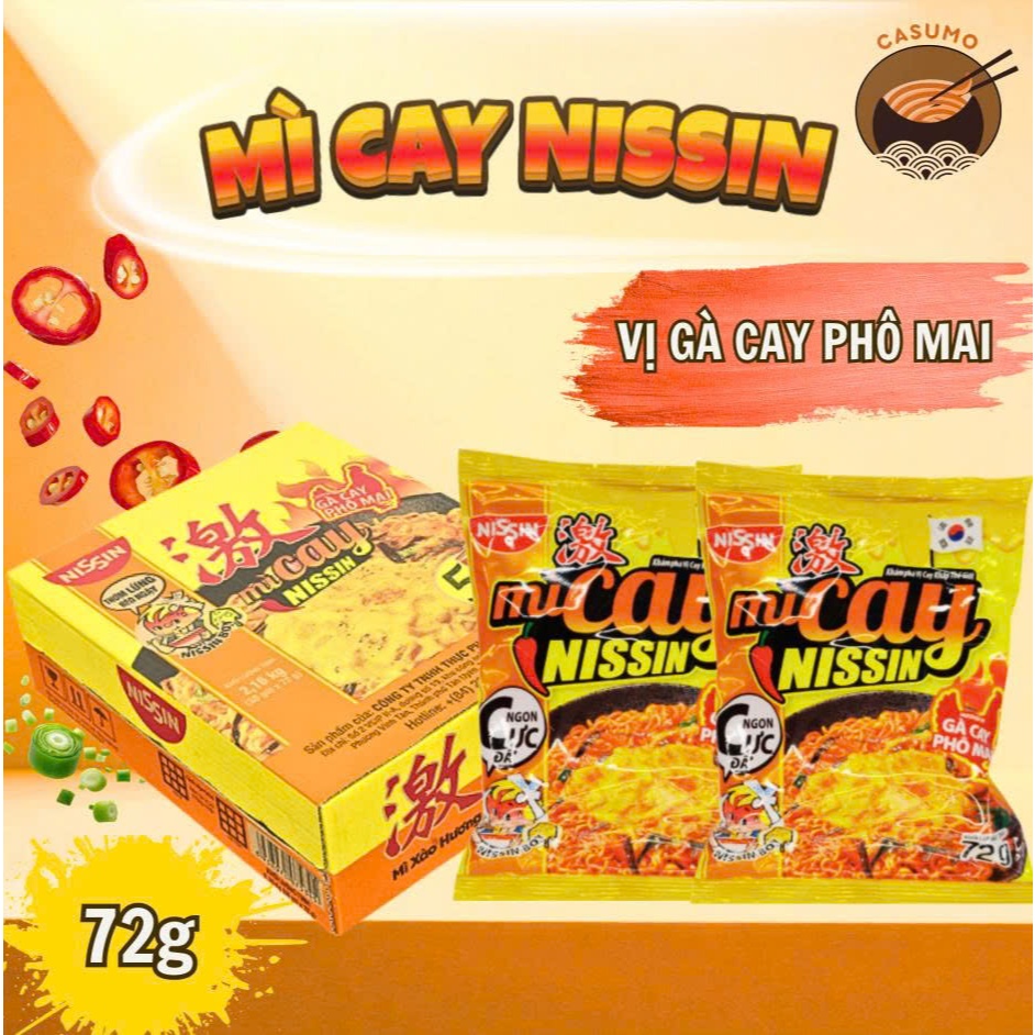 mì cay nissin thùng 30 gói - mì trộn hương vị phô mai hàn quốc 72g - dợi mì dai - sốt phô mai
