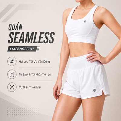 Quần Running Seamless Nữ LM26N03F317 – Quần Chạy Bộ 2 Lớp Siêu Nhẹ, Cạp Đa Năng