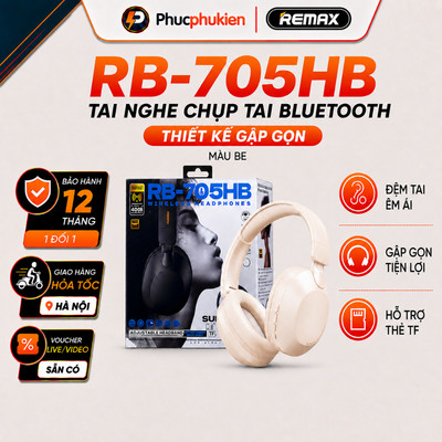 Tai nghe Bluetooth chụp tai không dây REMAX Wireless RB-705HB thiết kế gập gọn - Phúc Phụ Kiện