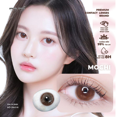 [GIÁ LIVESTREAM] Kính Áp Tròng Cận Angel Eyes Mochi 0-8 Độ: Lens Nâu Tự Nhiên Đi Học, Chụp Kỷ Yếu, Cô Dâu