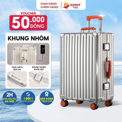 Vali SUNNY Raymond - vali khung nhôm nhựa PC + ABS - ngăn đựng cốc, cổng sạc tiện ích 20/24/28 inch