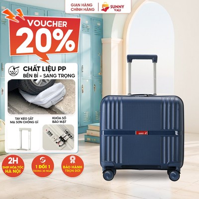 Vali size 18 inch SUNNY GO - Vali kéo xách tay nhựa dẻo PP bền bỉ, đàn hồi cao, chịu lực tốt