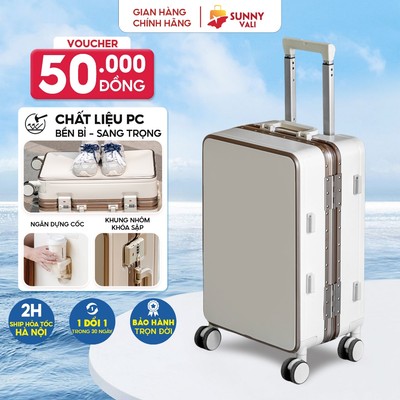 [MỞ BÁN] VALI SUNNY LAMY NHỰA PC KHUNG NHÔM 20/24 INCH, NGĂN ĐỰNG CỐC, MÓC TREO, XÁCH TAY/KÝ GỬI