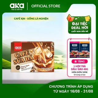 Café sữa đá hòa tan Aka (10 gói x 20g), cà phê gói uống liền đậm vị, nguyên liệu pha chế tiện lợi