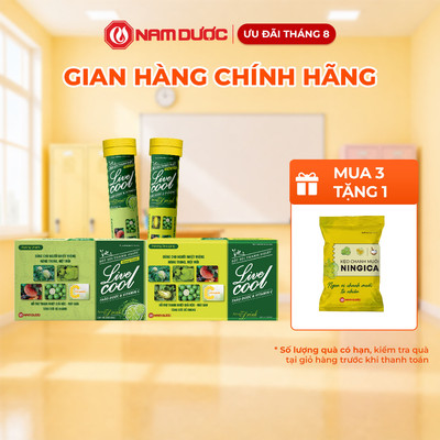 COMBO Sủi thanh nhiệt Livecool ( Hộp 10 gói x7gr) + Tuyp 16 viên x 4gr hương dưa gang, hương chanh