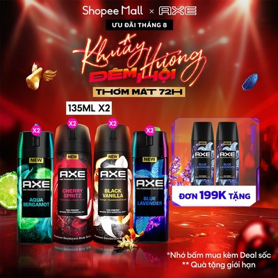 Combo 2 Xịt thơm nước hoa cao cấp AXE 135ml, Fine Fragrance mist lưu hương tinh tế và khử mùi lên tới 72h