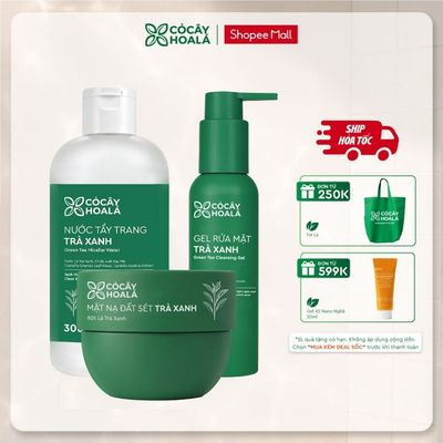 [SẢN PHẨM MỚI] Bộ Skincare Trà Xanh Nước Tẩy Trang, Sữa Rửa Mặt, Mặt Nạ Đất Sét Giúp Làm Sạch Sâu Cho Mọi Loại Da