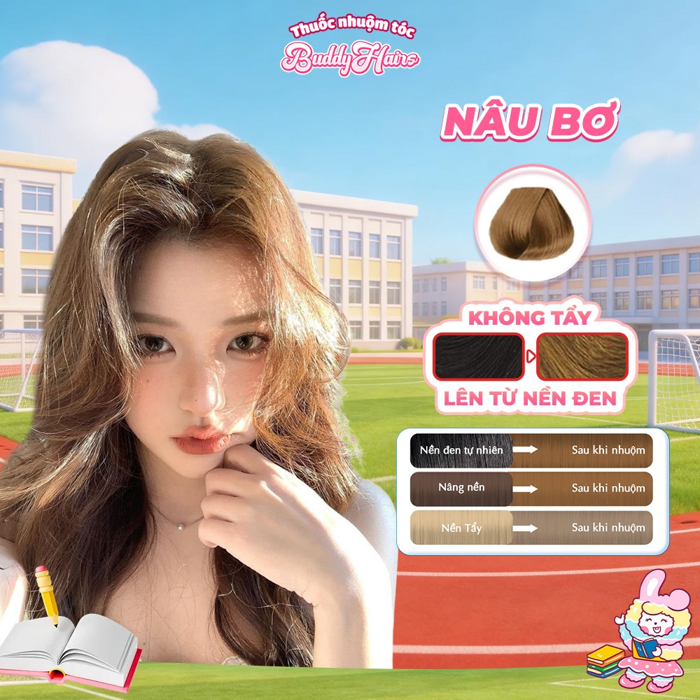 Kem Nhuộm Tóc Nâu Bơ BuddyHairs Giữ Màu Lâu, Không Cần Tẩy