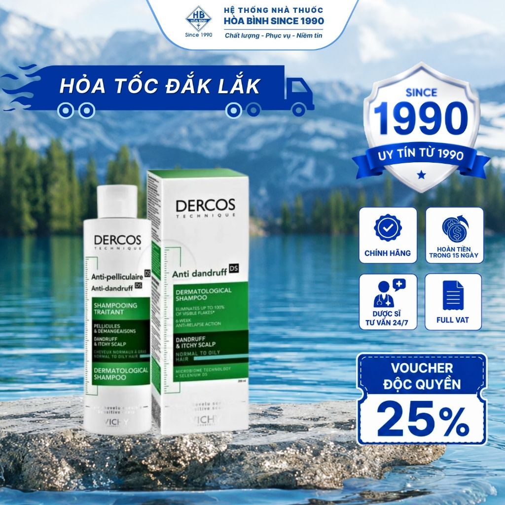 [HOẢ TỐC ĐẮK LẮK] Dầu gội VICHY VICHY DERCOS ANTI-DANDRUFF OILY Sạch Dầu Ngứa 200ml