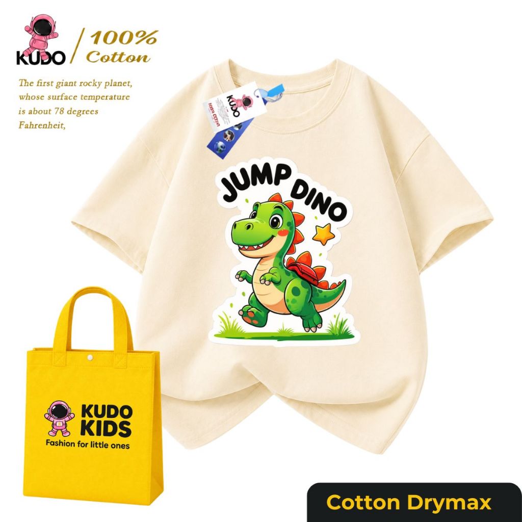 Áo Thun Bé Trai Mẫu Khủng Long Đáng Yêu Kudo Kids – Cotton Co Giãn, Size 9–35kg, Mặc Đi Học Đi Chơi