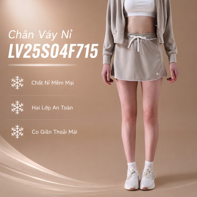 Chân Váy Nỉ Nữ Livan LV25S04F715, Chân Váy Thể Thao 2 Lớp Mềm Mịn Thoải Mái Vận Động