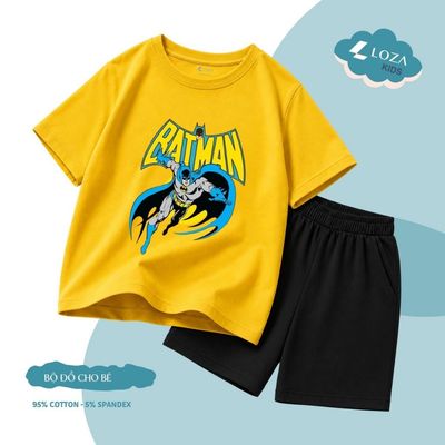 Bộ đồ cho bé trai in hình Batman - Quần áo bé trai mùa hè size từ 15-40kg-  Loza Kids SB733