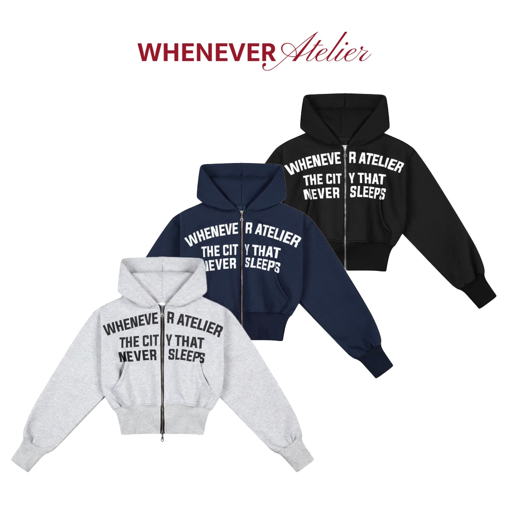 Whenever - Áo Hoodie Zip Whenever Atelier SS26 Cropped Zip-Up Hoodie Form Crop Unisex Vải Nỉ Dày Dặn