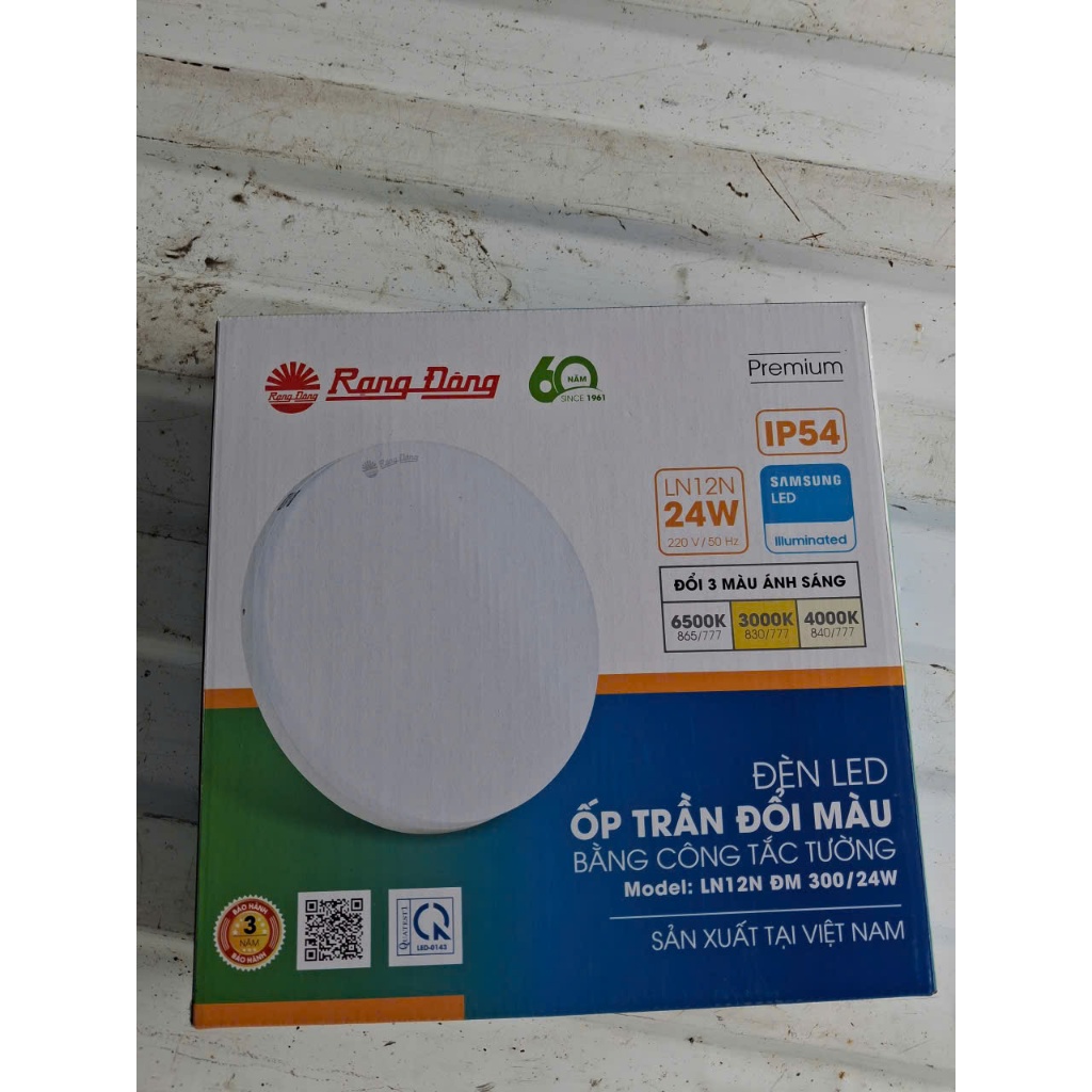 Đèn LED Ốp Trần Tròn 24W Đổi Màu Đế Nhựa – LN12N ĐM 300/24W