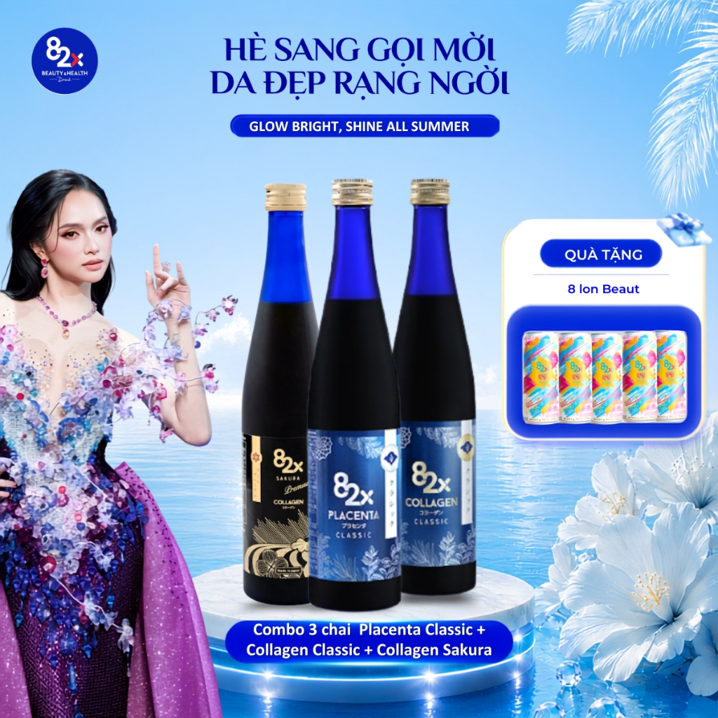 [Combo 3 Chai] Nước Uống Collagen 82X bao gồm PLACENTA CLASSIC + COLLAGEN CLASSIC + COLLAGEN SAKURA 