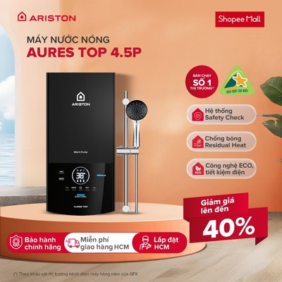 Máy Nước Nóng Trực Tiếp Ariston 4500W AURES TOP 4.5P (Có Bơm) [Freeship - Lắp Đặt HCM]