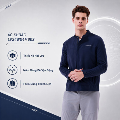 Áo Khoác Nam Livan LV24W04M602, Áo Khoác Nam 2 Lớp Mỏng, Đứng Form