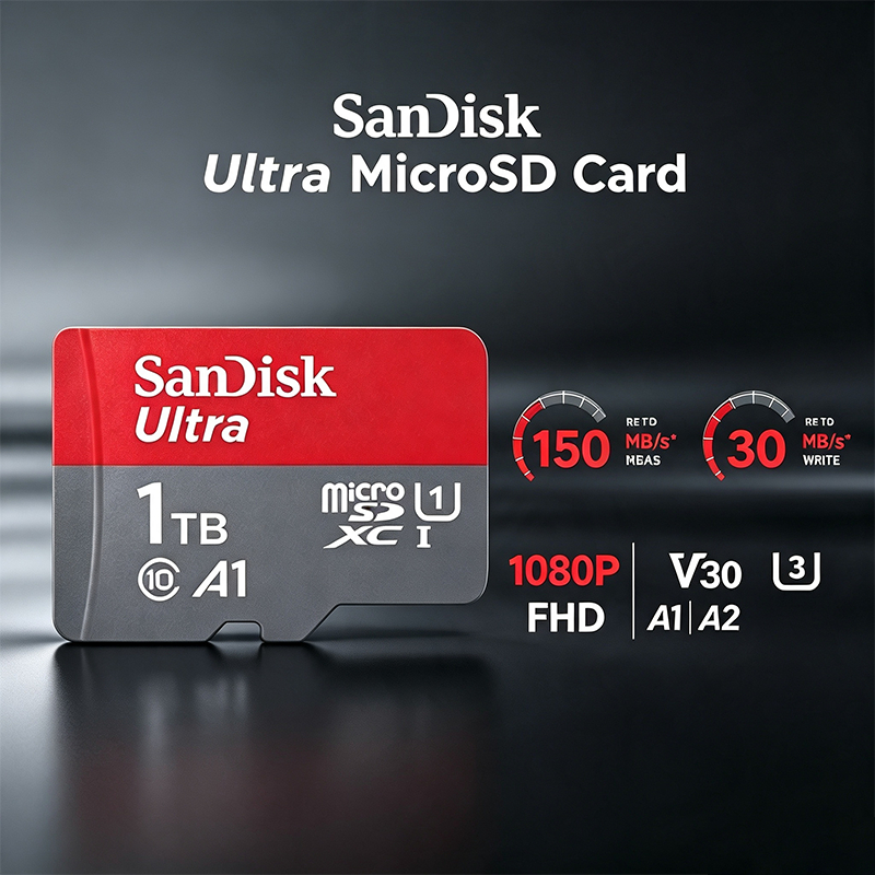 Thẻ nhớ Micro SD SanDisk Ultra 16GB-1TB A1 Thẻ TF tốc độ cao quay cho điện thoại camera giám sát