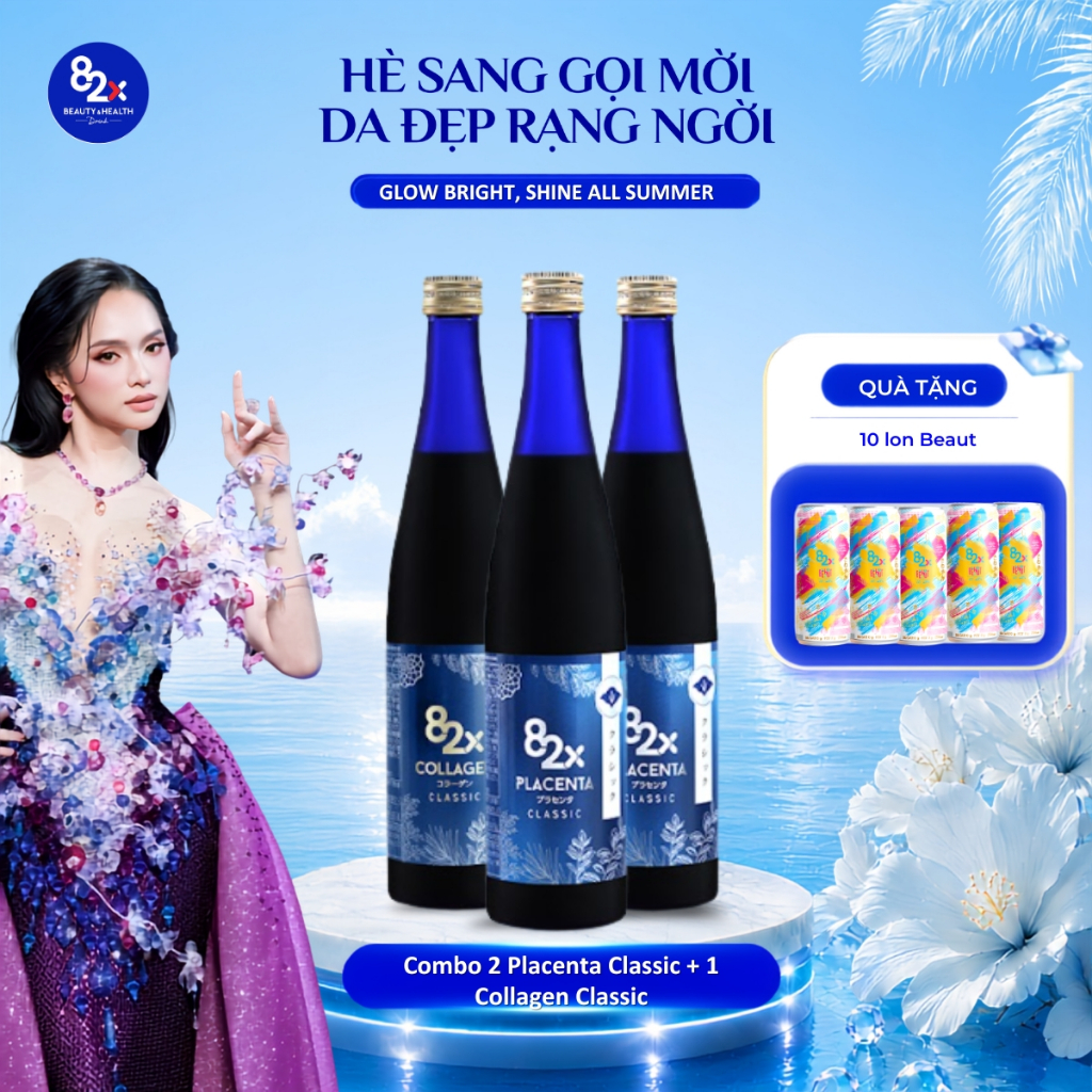 [Combo 3 Chai] Nước Uống Collagen 82X Bao Gồm 2 PLACENTA CLASSIC + 1 COLLAGEN CLASSIC (500ml/Chai)