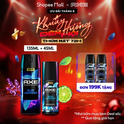 Bộ Đôi AXE Khử Mùi Toàn Diện: Lăn Ngăn Mùi Hương Nước Hoa Cao Cấp 45ml & Xịt Thơm Hương Nước Hoa Cao Cấp 135ml