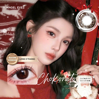 [GIÁ LIVESTREAM] Kính Giãn Tròng Có Độ Angel Eyes Chokoreto (0-8 Độ) - Lens Nâu Choco Giãn To 14.5mm