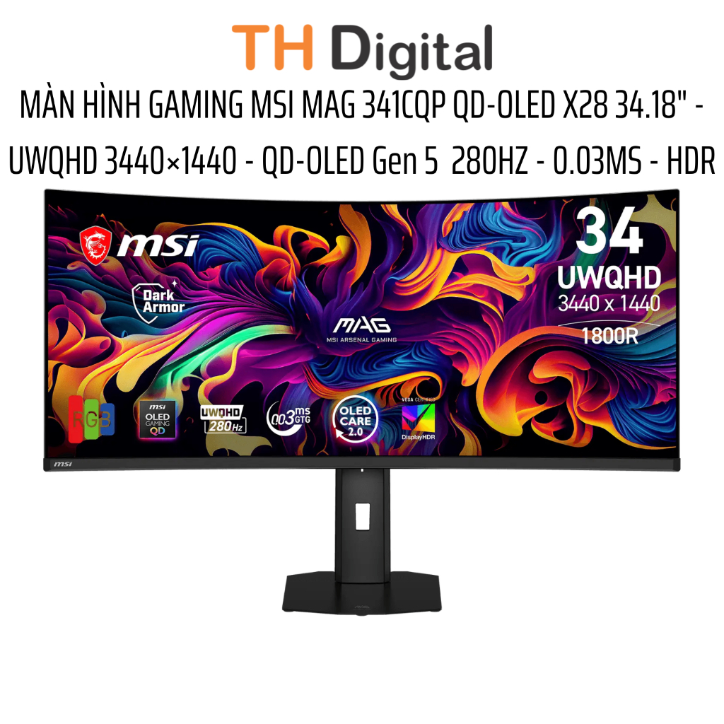 Màn hình cong MSI MAG 341CQP QD-OLED X28 34.18" - UWQHD 3440×1440 - QD-OLED THẾ HỆ 5  280HZ - 0.03MS