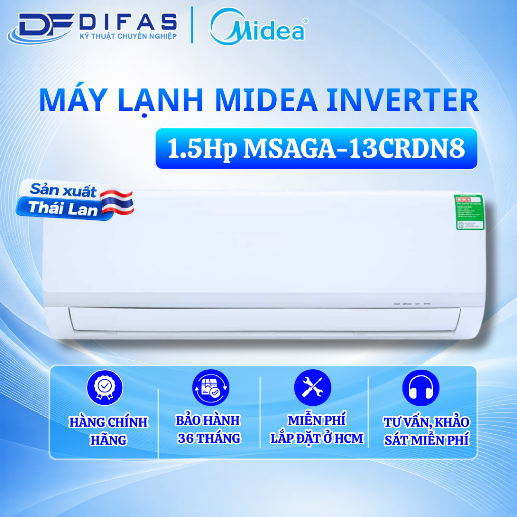 Máy lạnh MIDEA INVERTER 1.5HP MSAGA-13CRDN8