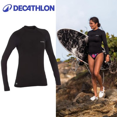 Áo thun lướt sóng dài tay chống tia cực tím cho nữ đen DECATHLON olaian mã 8485993