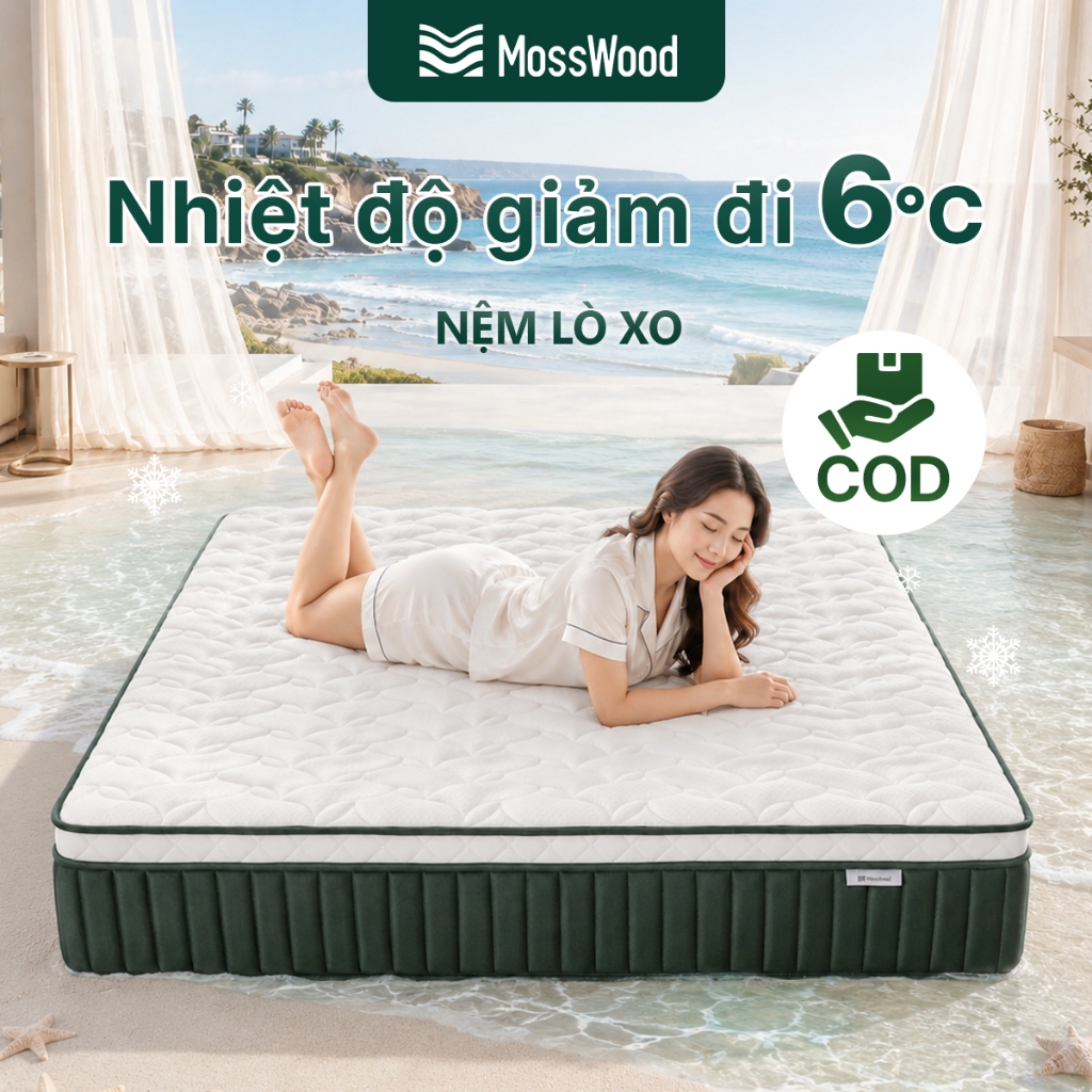 Đệm Lò Xo MossWood - Chống Rung 100% - Không Ảnh Hưởng Người Dịnh - Cố Định Biên Không Sụp