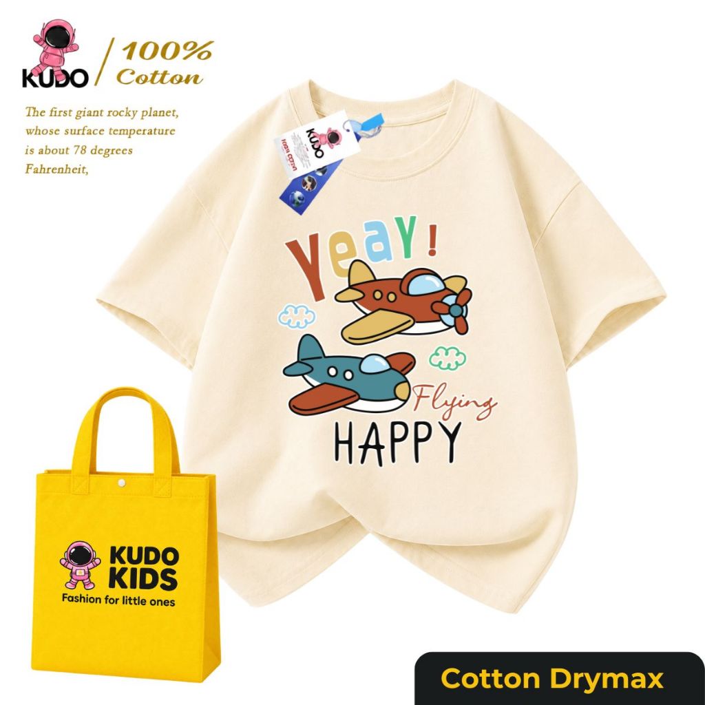 Áo Phông Bé Trai Mẫu Máy Bay Dễ Thương Kudo Kids – Chất Cotton Co Giãn, Mặc Đi Học Đi Chơi Từ 9-35kg