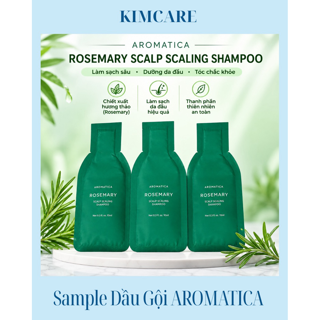 [AROMATICA] Sample Dầu Gội Rosemary Scalp Scaling Shampoo 10ml – Dầu Gội Làm Sạch Da Đầu, Hương Thảo