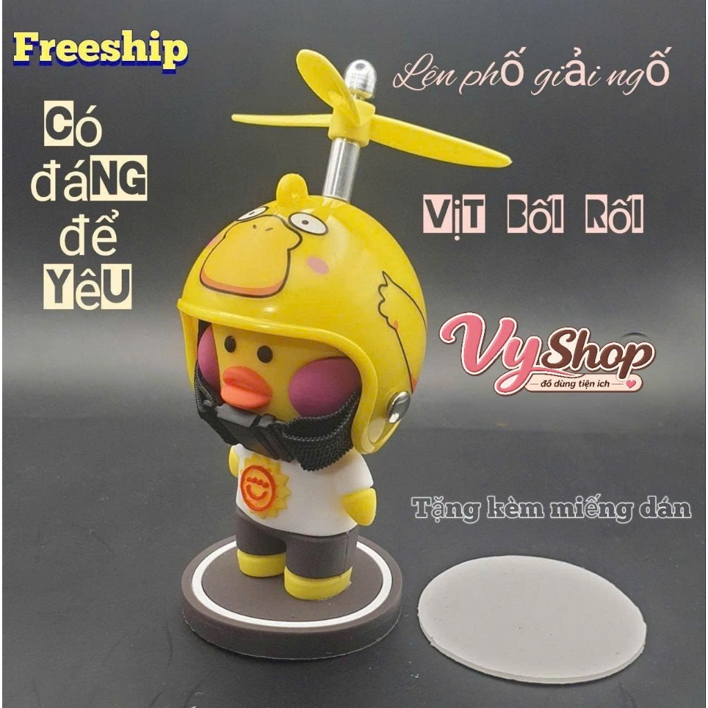 Vịt Đứng Đội Mũ Bảo Hiểm ,Vịt Gắn Xe ,Trang Trí Ô tô, Xe Máy , Xe Đạp