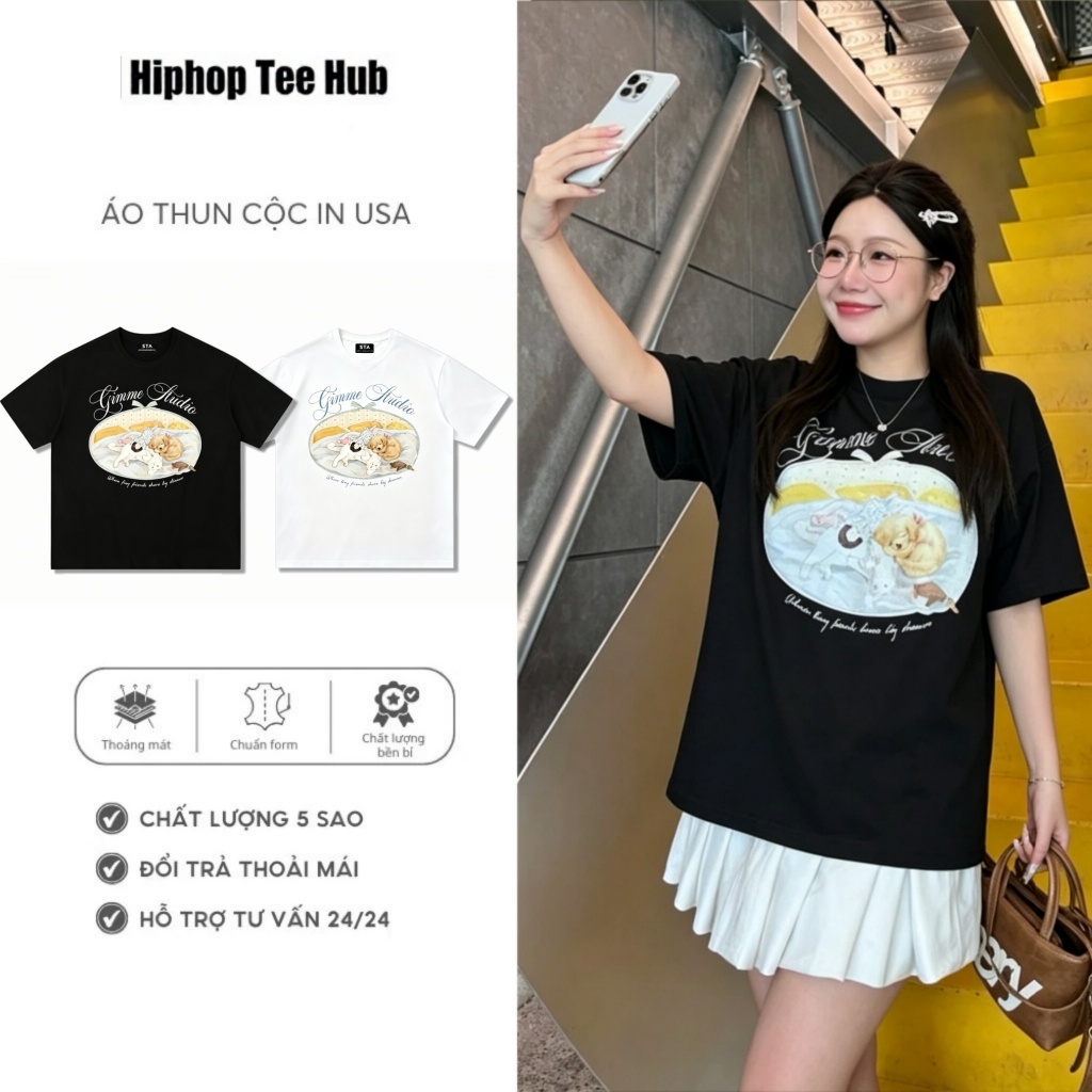 [Hàng Mới] Áo Thun Boxy Gimme - GIẤC NGỦ TRƯA - Premium Cotton 2 Chiều 250gsm - Áo Thun Unisex