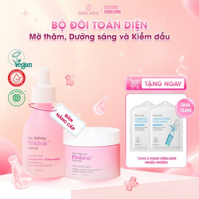 Bộ Đôi Kiềm Dầu, Ngừa Mụn, Thu Nhỏ LCL Serum Niacinamide 20% và Pore Tightening Pink Tox Clay Mask 60g