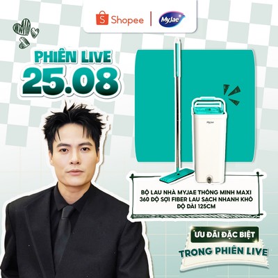 [VÕ TẤN PHÁT LIVE 25.8] [125cm]Bộ lau nhà MyJae thông minh Maxi 380 sợi Fiber lau sạch nhanh khô 125cm