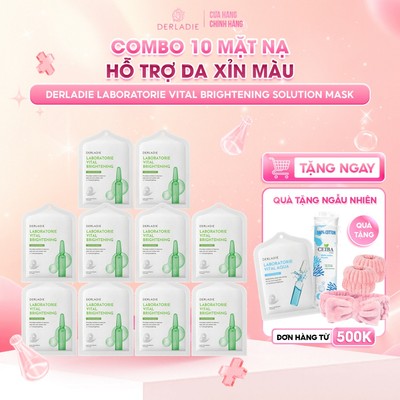 COMBO 10 Mặt Nạ Hỗ Trợ Da Xỉn Màu DERLADIE LABORATORIE VITAL BRIGHTENING SOLUTION MASK 30mlx10