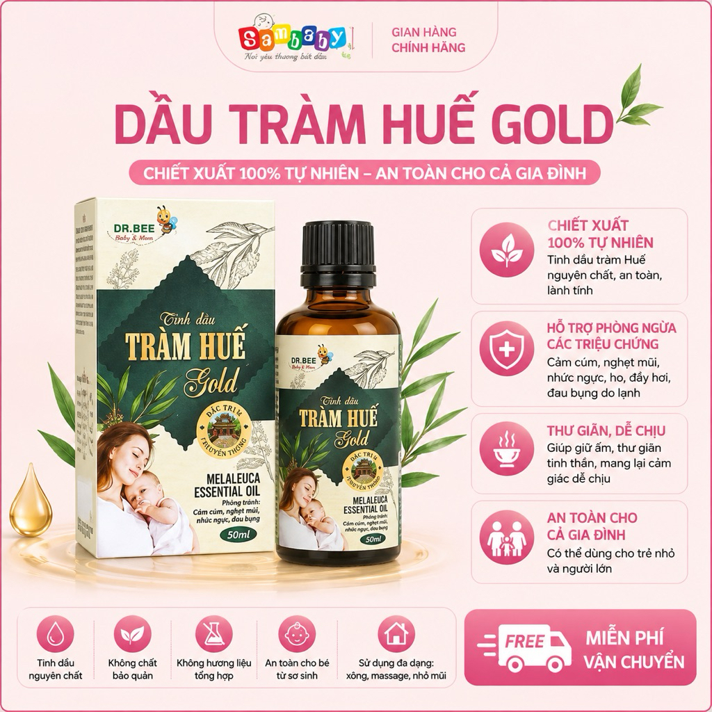 Tinh dầu tràm Huế Gold phòng tránh cảm cho bé