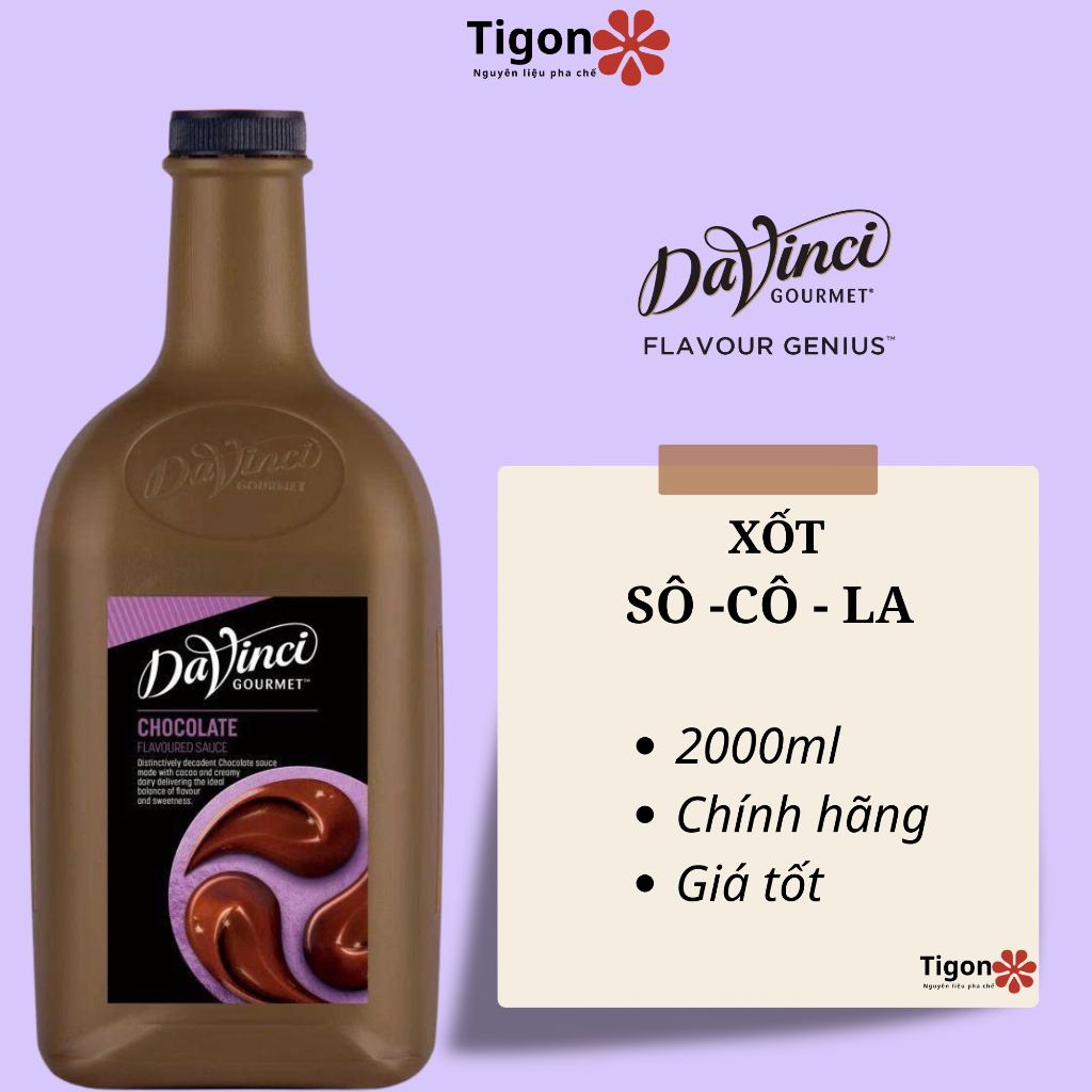 Sốt Chocolate DaVinci Gourmet 2L / Xốt Sô Cô La Pha Chế Trà Sữa, Cà Phê Davinci Gourmet Chai 2000ml